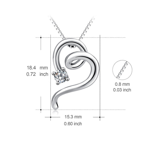 YFN Genuine 925 Sterling Silver Cute Cat Love Heart Cubic Zirconia Pendants Necklaces Lovely Animal Creative Jewelry For Women