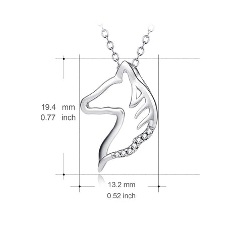 YFN Genuine 925 Sterling Silver Horse Head Pattern Necklace Sweet Crystal Hollow Pendants Necklaces Christmas Gifts For Women
