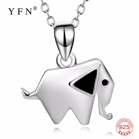 YFN Genuine 925 Sterling Silver Hot Sale Necklace Lucky Elephant Pendants Necklaces Geometric Shape Animal New Jewelry For Women