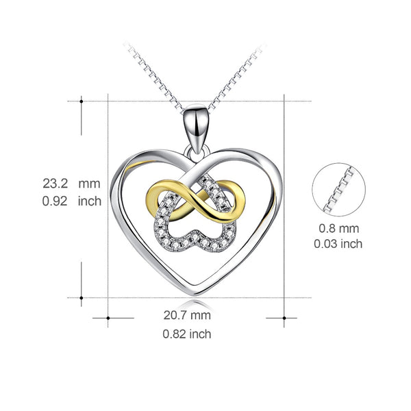 YFN Genuine 925 Sterling Silver Infinity Love Necklace Love Heart Crystal Pendants Necklaces Fashion Christmas Gift For Women