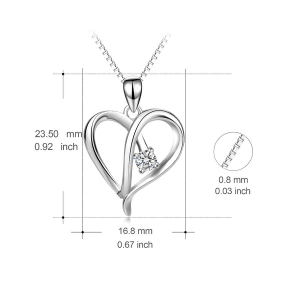 YFN Genuine 925 Sterling Silver Love Heart Cubic Zirconia Hollow Pendants Necklaces Simple Necklace New Jewelry For Women