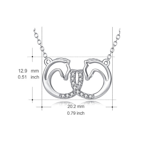 YFN Genuine 925 Sterling Silver Lovely Double Horse Head Pendants Necklaces Infinity Love Necklace Jewelry For Women PYX0194
