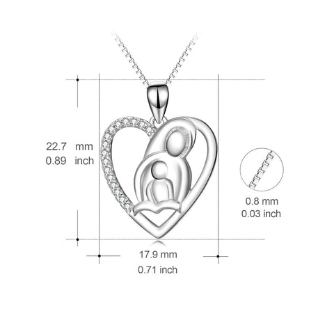 YFN Genuine 925 Sterling Silver Mother & Child Love Heart Pendants Necklaces Fashion Jewelry Necklace For Women PYX0165