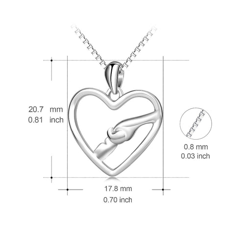 YFN Genuine 925 Sterling Silver Mother & Child Necklace Mother Love Hand In Hand Pendants Necklaces Jewelry Mother's Day Gift