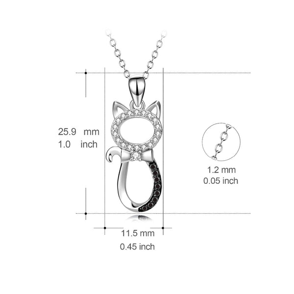 YFN Genuine 925 Sterling Silver Necklace Lovely White Black Crystal Cat Pendants Necklaces Delicate Jewelry For Women PYX0069
