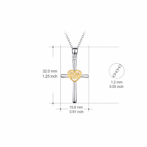 YFN Genuine 925 Sterling Silver Necklace Polished Cross Love Heart Knot Pendants Necklaces New Style Jewelry For Women