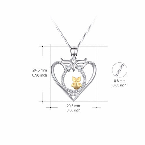 YFN Genuine 925 Sterling Silver Owl Necklace Mother Child Pendants Necklaces Fashion Jewelry For Women Birthday Gift For Mom