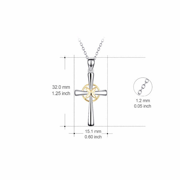 YFN Genuine 925 Sterling Silver Polished Cross Lucky Knot Pendants Necklaces New Style Fashion Jewelry For Women PYX0311