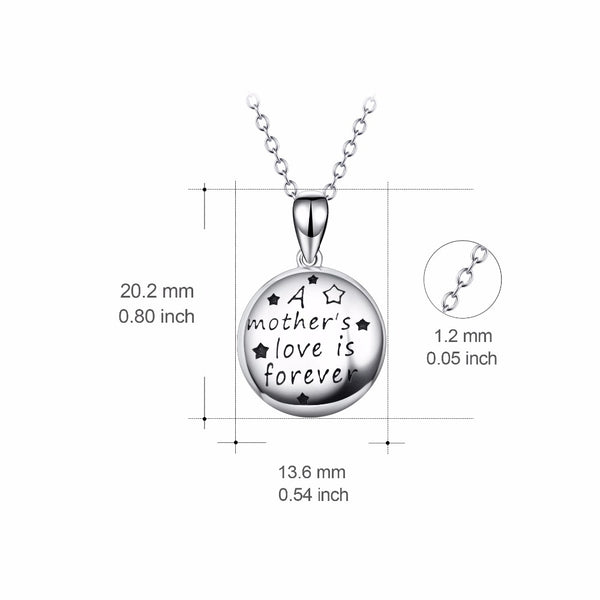 YFN Genuine 925 Sterling Silver Round Pendants Necklaces A Mother's Love Is Forever Collier Fashion New Jewelry For Women