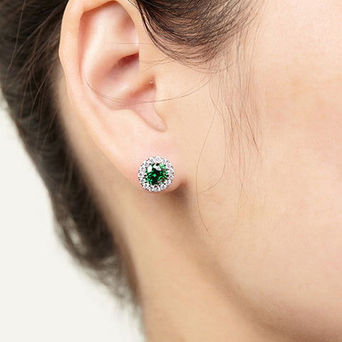 YL 925 Sterling Silver Stud Earrings for Women Fine Jewelry with Green Natural Stone Wedding Earrings Wholesale Jewelry