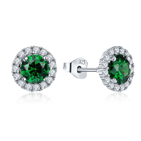YL 925 Sterling Silver Stud Earrings for Women Fine Jewelry with Green Natural Stone Wedding Earrings Wholesale Jewelry