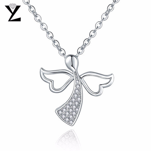 YL Angel Wing 925 Sterling Silver Pendant Necklaces Fine Jewelry for Women Best Gift for Mom Wholesale Wedding