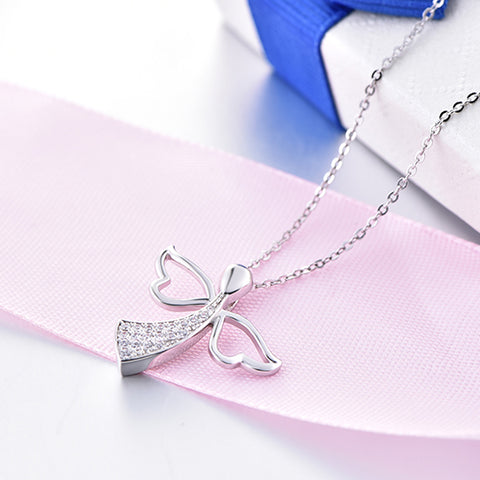 YL Angel Wing 925 Sterling Silver Pendant Necklaces Fine Jewelry for Women Best Gift for Mom Wholesale Wedding