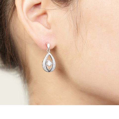 YL Brand New 925 Sterling Silver Drop Hanging Earring Dancing Topaz Stone Long Wedding Earrings for Women Fine Wholesale Jewelry