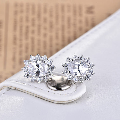 YL Classic 925 Sterling Silver Earrings for Women Fine Jewelry Wedding Engagement Accessories Natural Stone Stud Earrings