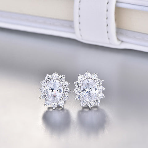 YL Classic 925 Sterling Silver Earrings for Women Fine Jewelry Wedding Engagement Accessories Natural Stone Stud Earrings