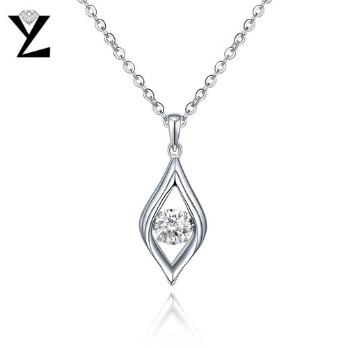 YL Dancing Topaz Geometric 925 Sterling Silver Pendant Necklace for Women Chokers Fine Wedding Jewelry Wholesale