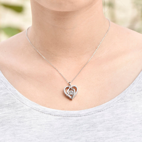 YL Heart 925 Sterling Silver Necklaces Pendants for Women Pendants with Topaz Natural Dancing Stone Wedding Jewelry