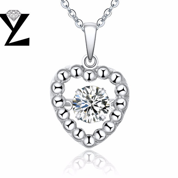 YL Love Heart 925 Sterling Silver Fine Jewelry Pendants Necklaces for Women Dancing Topaz Natural Stone Wholesale Price Jewelry