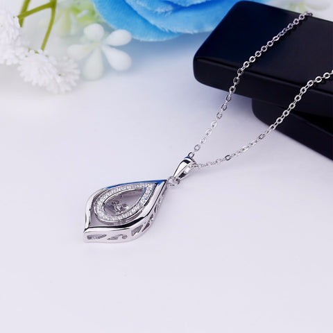YL Water Drop 925 Sterling Silver Topaz Dancing Natural Stone Pendant Wedding Necklaces for Women Engagement Fine Jewelry