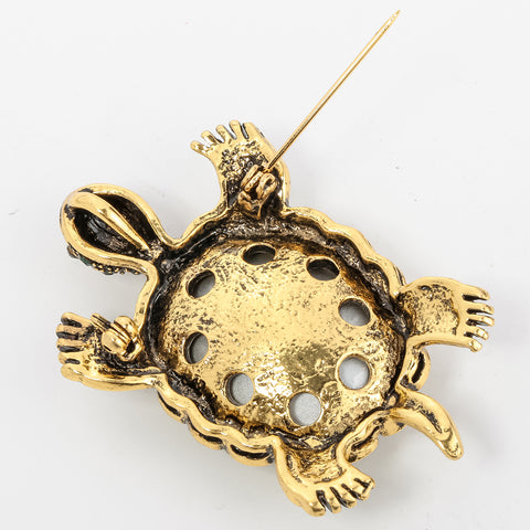 Yacq Turtle Tortoise Brooch Pin Pendant Summer Crystal Charm Fashion Jewelry Gift Women Girl dropshipping BA15 Gold Silver Color