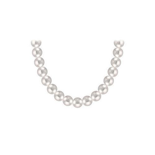 Akoya Cultured Pearl Necklace : 14K White Gold 8 MM-JewelryKorner-com