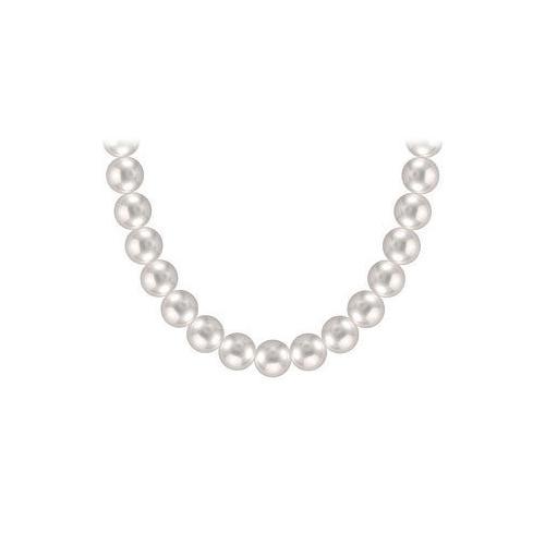 Akoya Cultured Pearl Necklace : 14K White Gold 9 MM-JewelryKorner-com