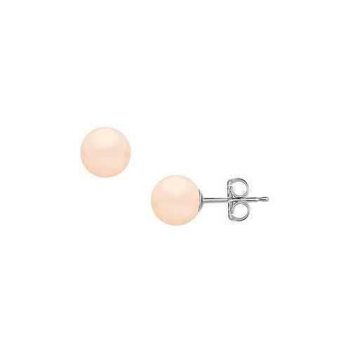 Akoya Cultured Pearl Stud Earrings : 14K White Gold 10 MM-JewelryKorner-com