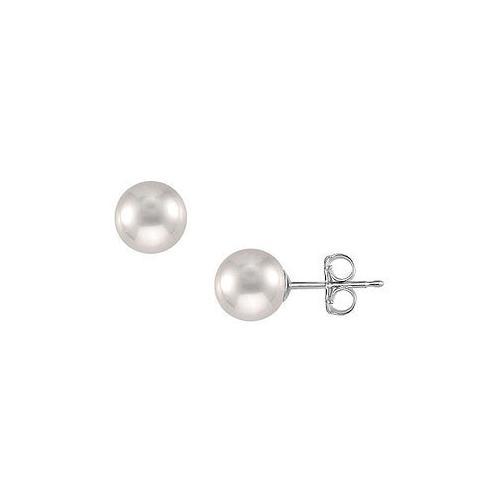 Akoya Cultured Pearl Stud Earrings : 14K White Gold 10 MM-JewelryKorner-com