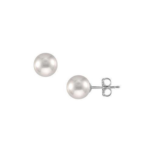 Akoya Cultured Pearl Stud Earrings : 14K White Gold 11 MM-JewelryKorner-com