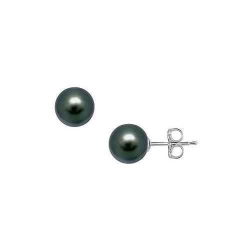 Akoya Cultured Pearl Stud Earrings : 14K White Gold 11 MM-JewelryKorner-com