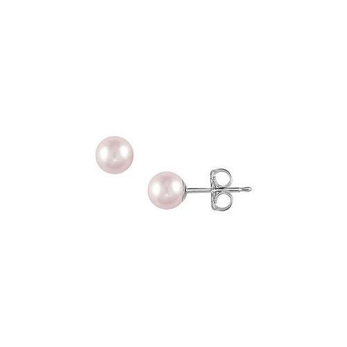 Akoya Cultured Pearl Stud Earrings : 14K White Gold 6 MM-JewelryKorner-com