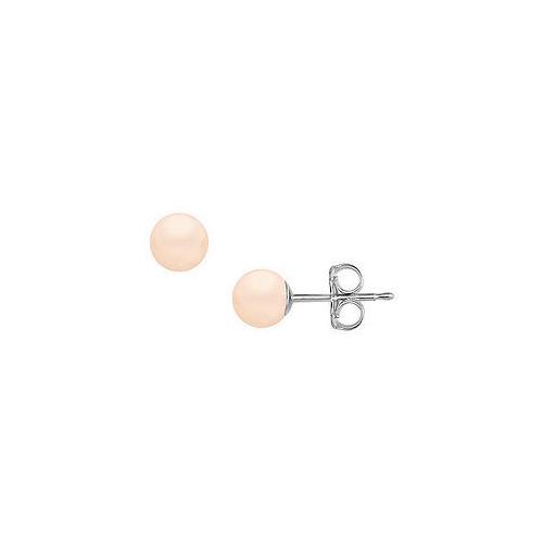 Akoya Cultured Pearl Stud Earrings : 14K White Gold 6 MM-JewelryKorner-com