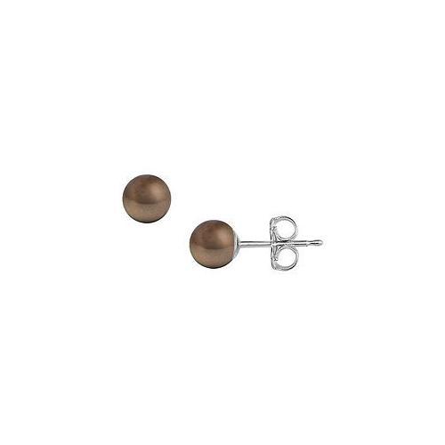 Akoya Cultured Pearl Stud Earrings : 14K White Gold 6 MM-JewelryKorner-com