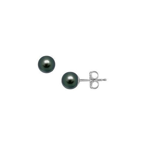 Akoya Cultured Pearl Stud Earrings : 14K White Gold 7 MM-JewelryKorner-com