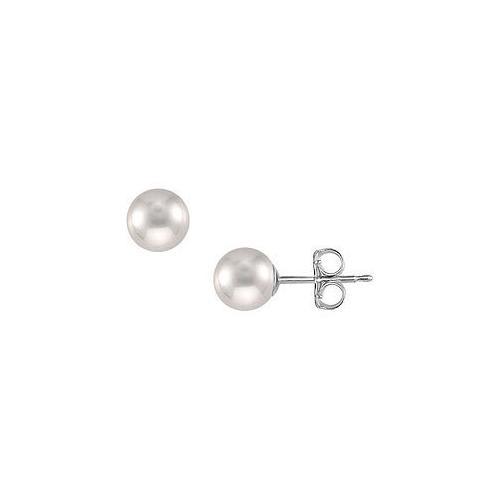 Akoya Cultured Pearl Stud Earrings : 14K White Gold 8 MM-JewelryKorner-com