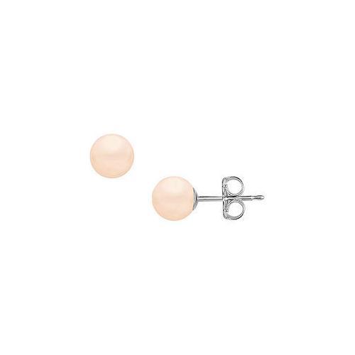 Akoya Cultured Pearl Stud Earrings : 14K White Gold 8 MM-JewelryKorner-com