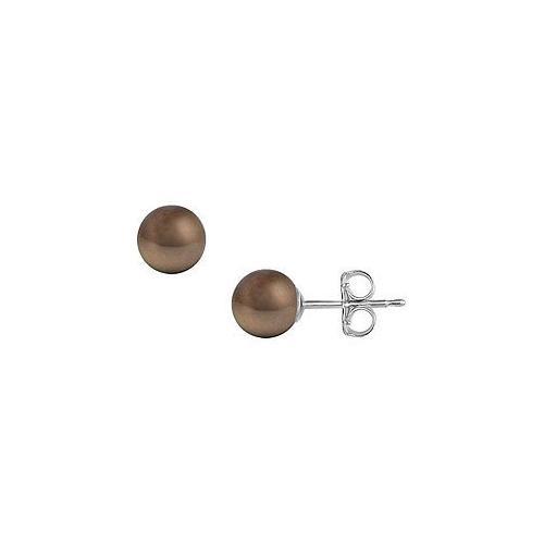 Akoya Cultured Pearl Stud Earrings : 14K White Gold 8 MM-JewelryKorner-com