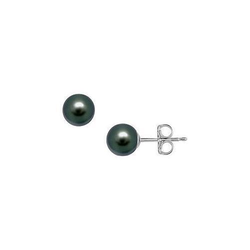 Akoya Cultured Pearl Stud Earrings : 14K White Gold 9 MM-JewelryKorner-com