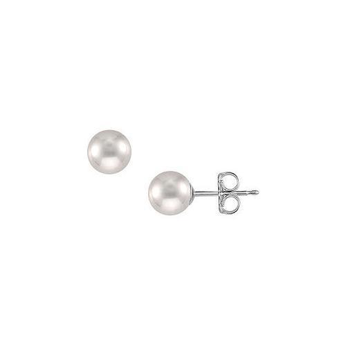 Akoya Cultured Pearl Stud Earrings : 14K White Gold 9 MM-JewelryKorner-com