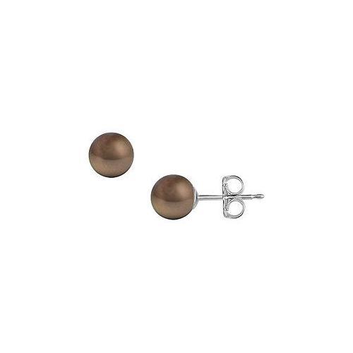 Akoya Cultured Pearl Stud Earrings : 14K White Gold 9 MM-JewelryKorner-com