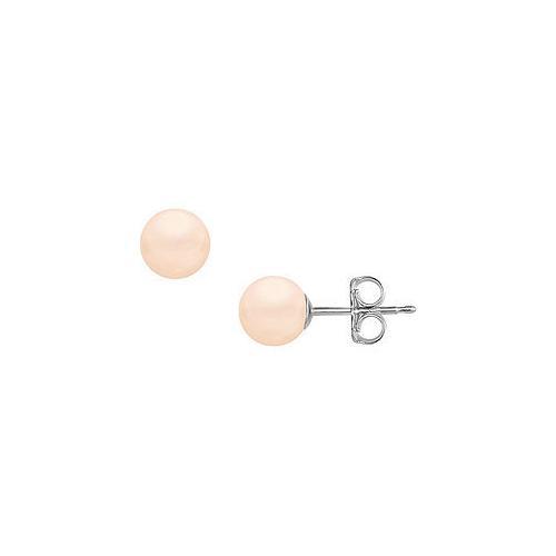 Akoya Cultured Pearl Stud Earrings : 14K White Gold 9 MM-JewelryKorner-com