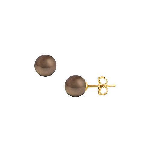 Akoya Cultured Pearl Stud Earrings : 14K Yellow Gold 10 MM-JewelryKorner-com