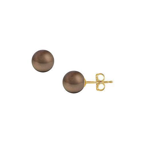 Akoya Cultured Pearl Stud Earrings : 14K Yellow Gold 11 MM-JewelryKorner-com