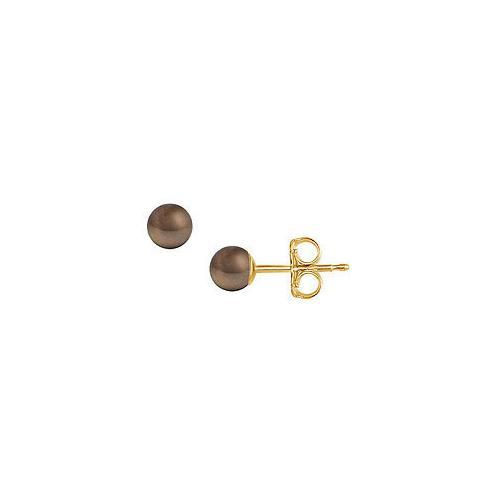 Akoya Cultured Pearl Stud Earrings : 14K Yellow Gold 4 MM-JewelryKorner-com