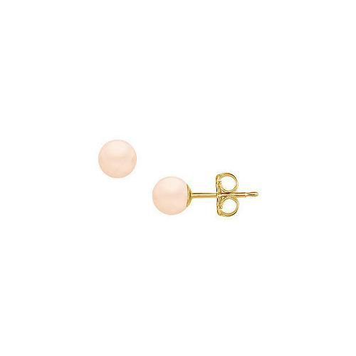 Akoya Cultured Pearl Stud Earrings : 14K Yellow Gold 6 MM-JewelryKorner-com