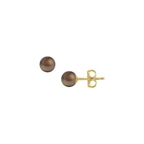 Akoya Cultured Pearl Stud Earrings : 14K Yellow Gold 6 MM-JewelryKorner-com