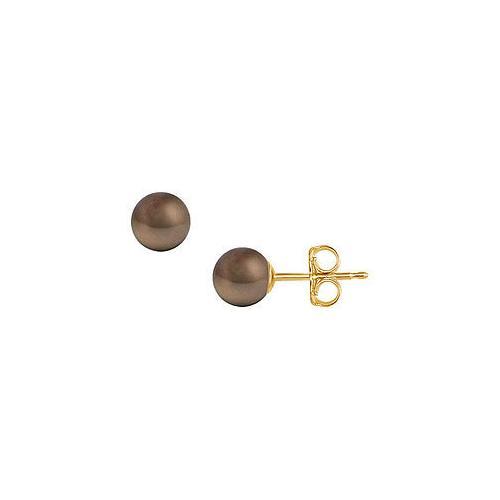 Akoya Cultured Pearl Stud Earrings : 14K Yellow Gold 7 MM-JewelryKorner-com