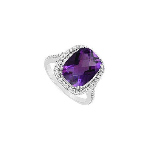 Amethyst and Cubic Zirconia Ring : .925 Sterling Silver - 9.00 CT TGW-JewelryKorner-com