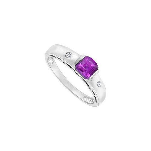 Amethyst and Diamond Ring : 14K White Gold - 0.66 CT TGW-JewelryKorner-com